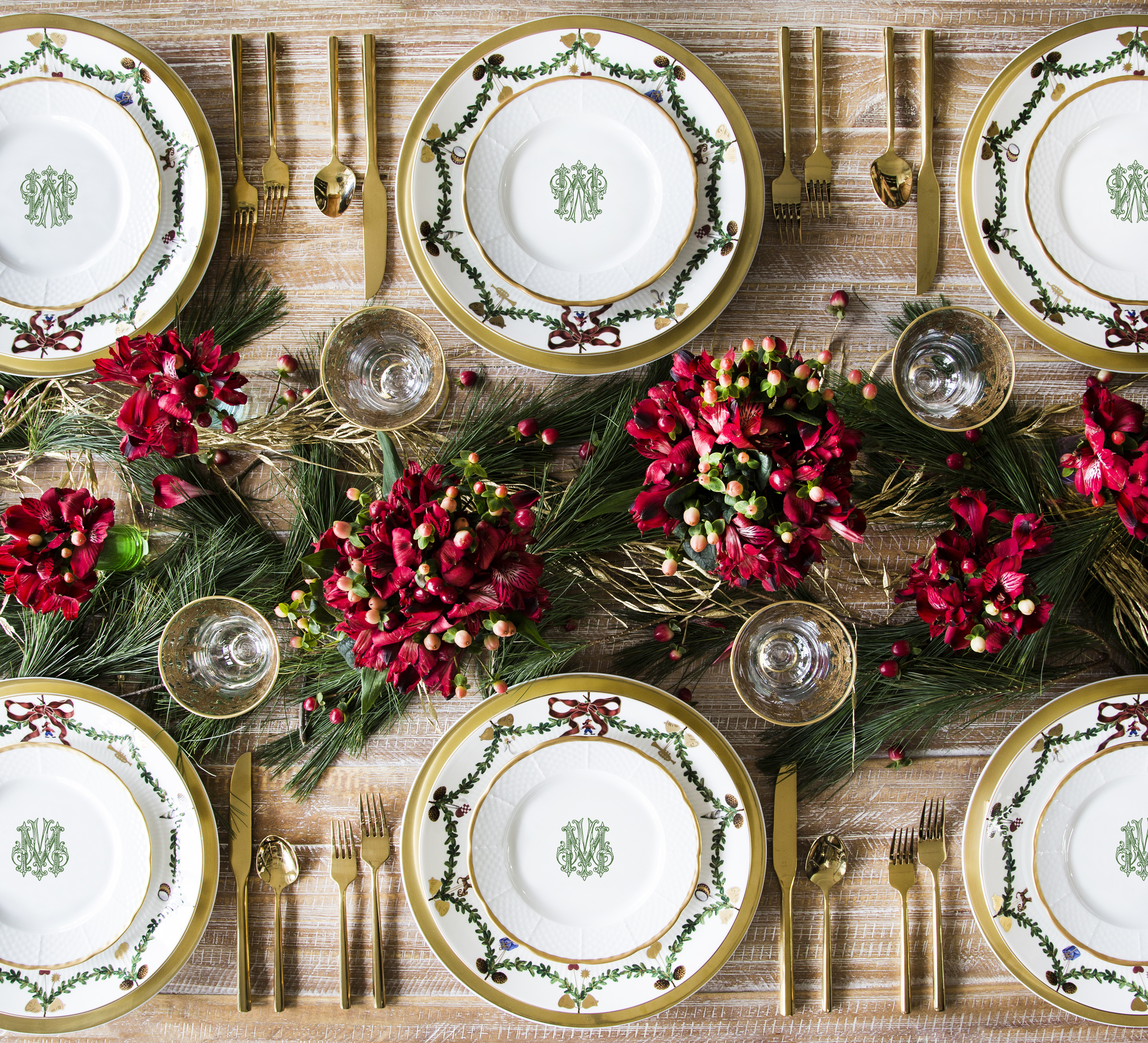 Tablescape wiht Monogram Plates