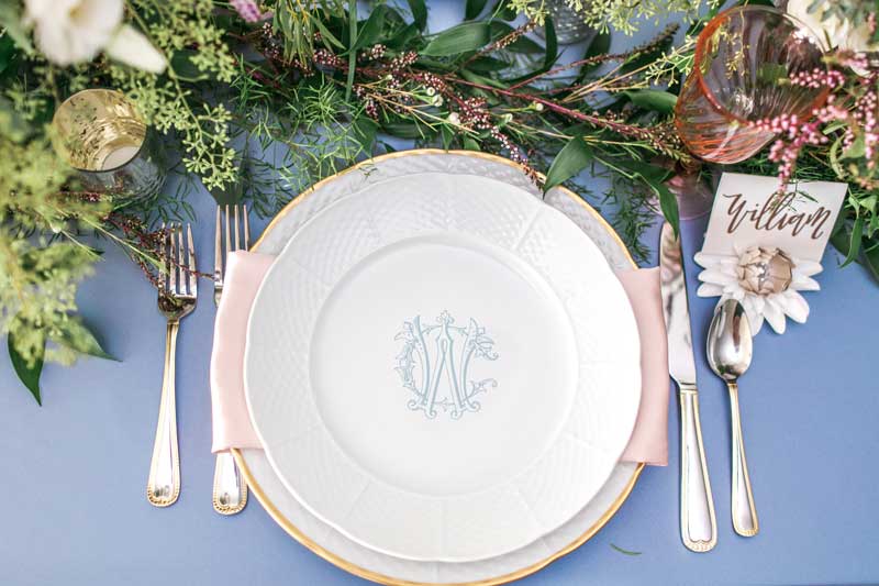 Dinnerware Tablescapes China Wedding Registry Ideas Monogrammed Unique Dishes Custom Tablesetting Sasha Nicholas Northern Virginia Lieb Photographic Southern Blue Blush