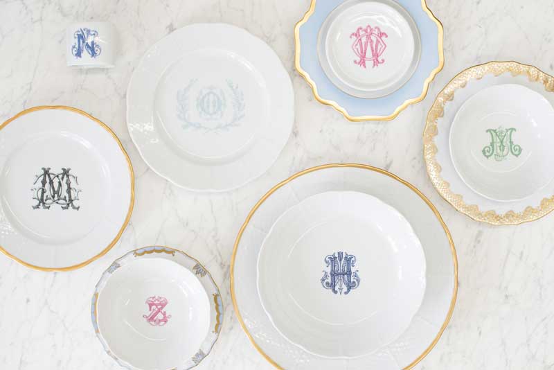 Dinnerware Tablescapes China Wedding Registry Ideas Monogrammed Unique Dishes Custom Tablesetting Sasha Nicholas Herend Anna Weatherley Cheree Berry Paper Kate and Company Orange Blue