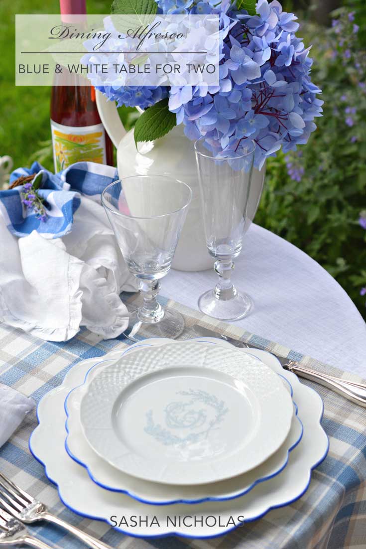 Dining Alfresco: Blue & White Table for Two - Styled Shoot with Rosemary & Thyme