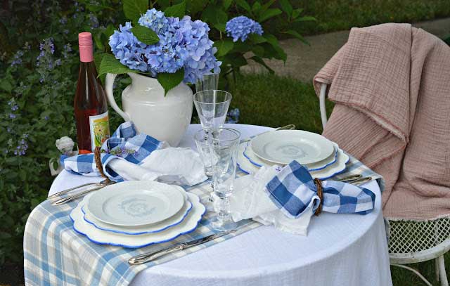 Dining Alfresco: Blue & White Table for Two - Styled Shoot with Rosemary & Thyme